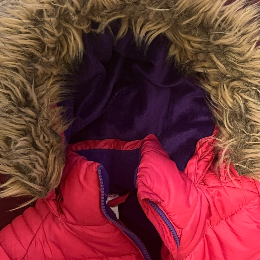 SO Girls size XXS 4 year Pink Puffer Jacket with Fur Hood - Picture 5 of 5
